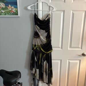 Zara Black and White Floral High Low Dress